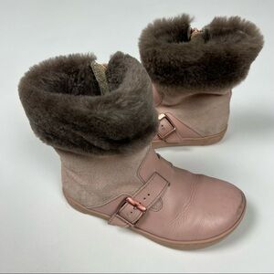 Birkenstock Kids Stirling Boot Leather Suede Shearling Pink Size 29 Kids